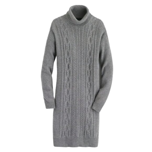 J. Crew Dresses & Skirts - J. Crew Gray Wool Blend Turtleneck Cable Knit Sweater Dress Size XS